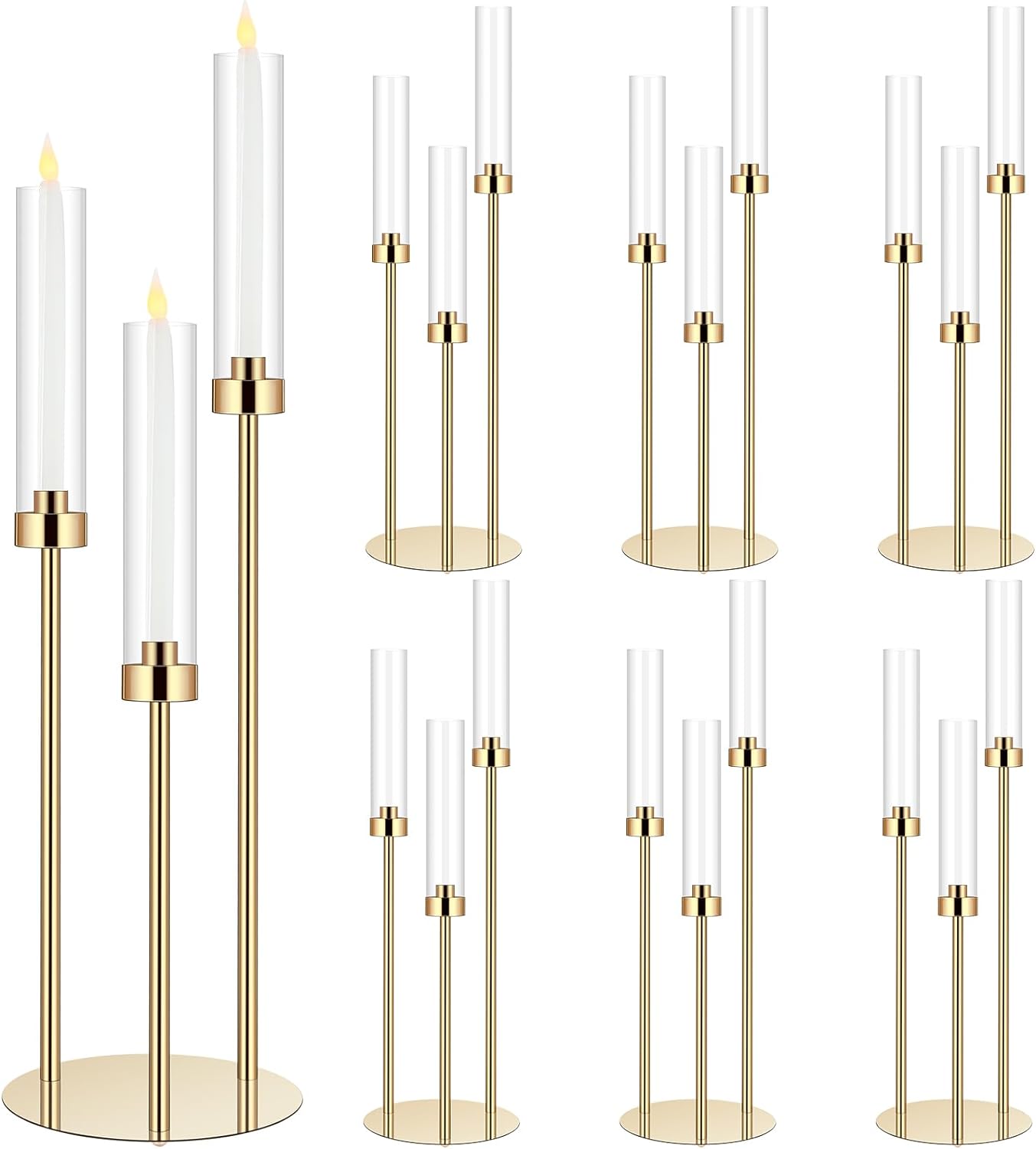 Centerpiece Stick - 1 Set Acryl-Kandelaber-Mittelstück 30,7 Goldkerzenhalter 3-Arm-Säulen-Kerzenhalter