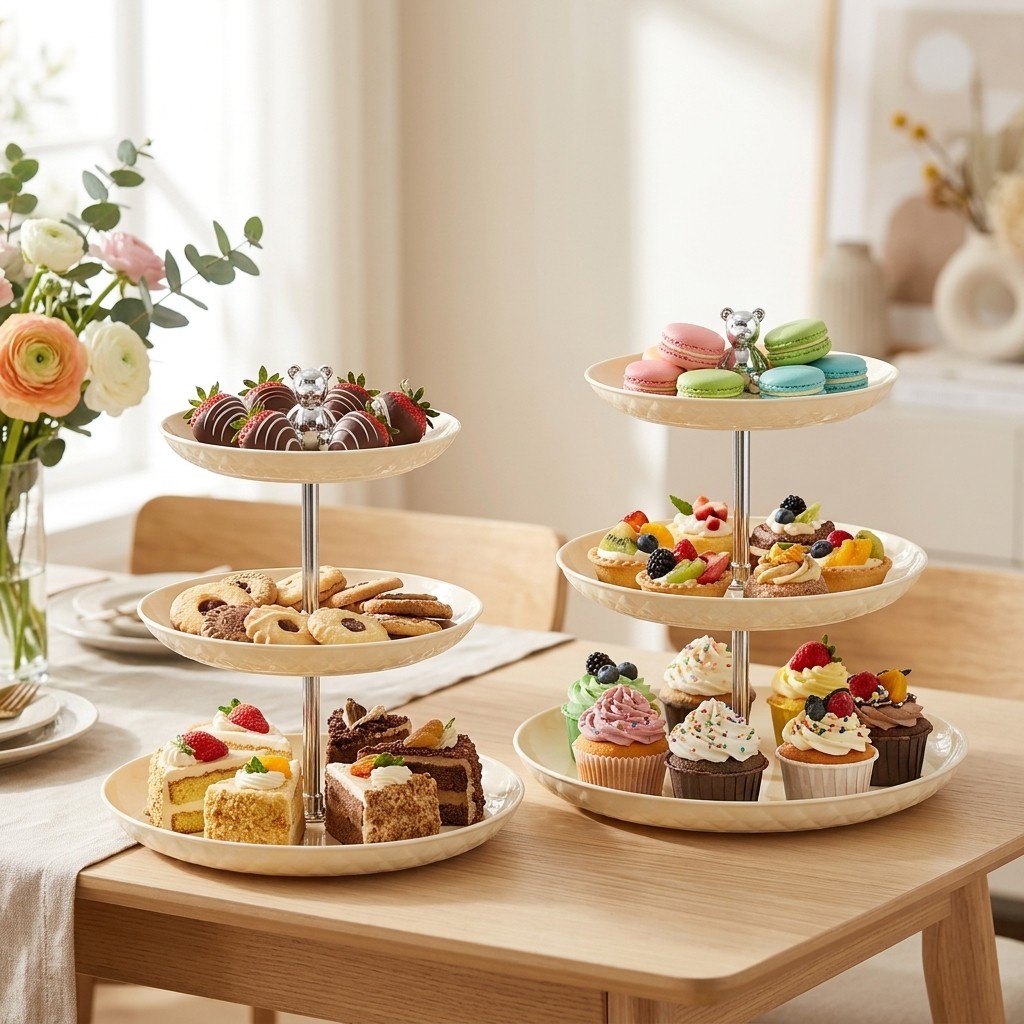Cupcake Stand Tier - 2/3-stufiger Plastik-Cupcake-Ständer, Desserttisch-Display-Set, mehrstöckiges Serviertablett, Kuchenständer,