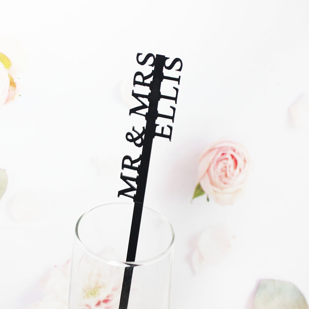 Centerpiece Stick - Personalisierte Getränkerührer Hochzeits-Getränkeanhänger Rührstäbchen Cocktailbar Nachnamen-Gastgeschenk