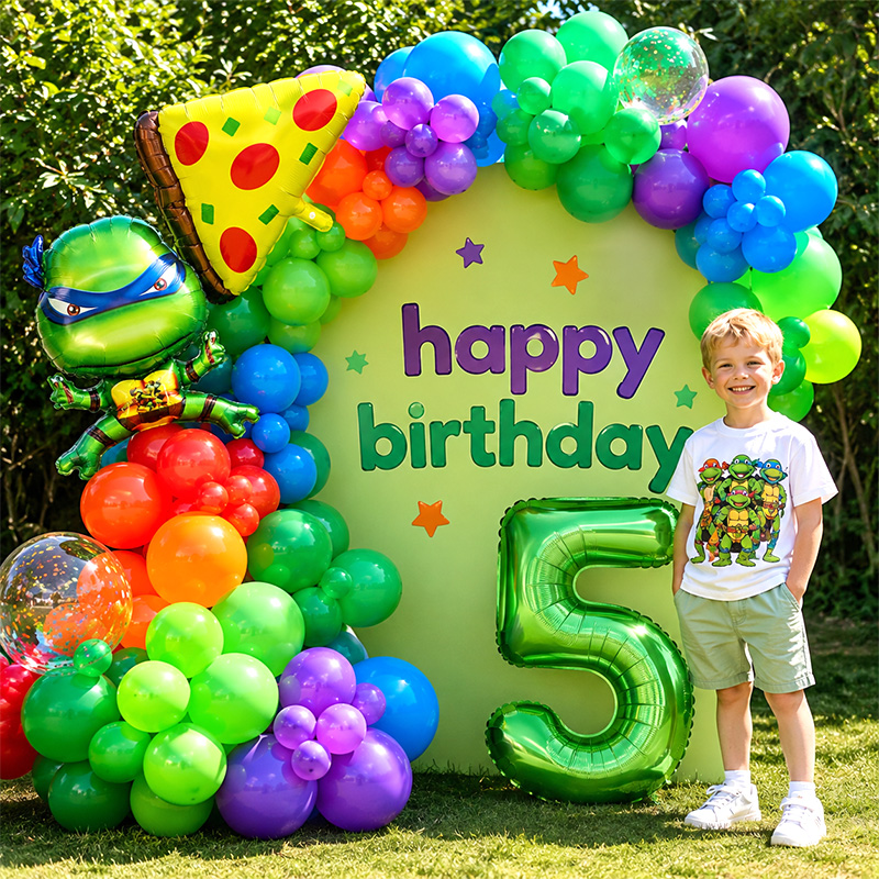 Balloon Arch Kit - Kinderparty Ninja Turtles Ballonbogen-Bouquet Cartoon-Charakter-Ballon-Set für