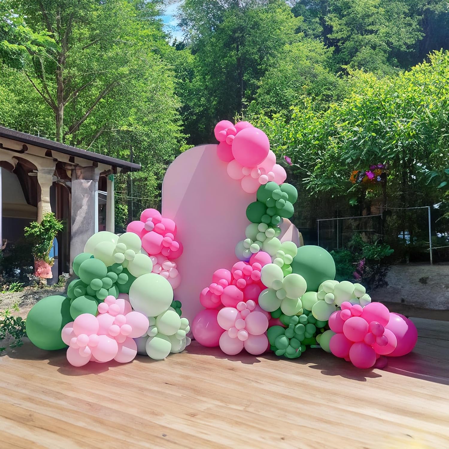 Balloon Arch Kit - 107 Stück Pink Grüne Luftballons Girlande