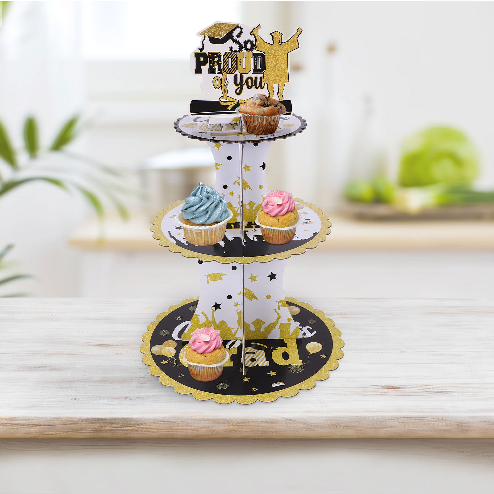 1 Set Dreistufiger Papier-Kuch – Cupcake Stand Tier Bewertung und Preis