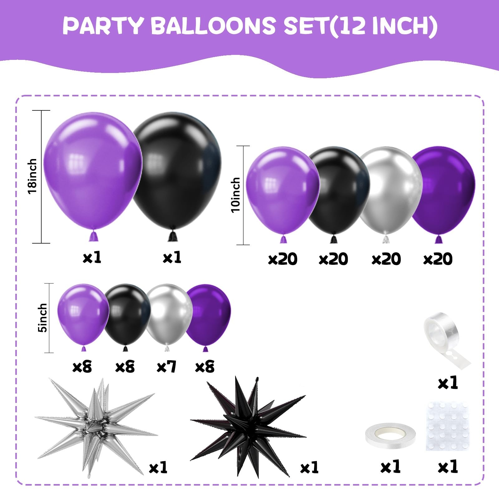 118-teiliges Lila-Schwarz-Silb – Balloon Arch Kit Bewertung und Preis